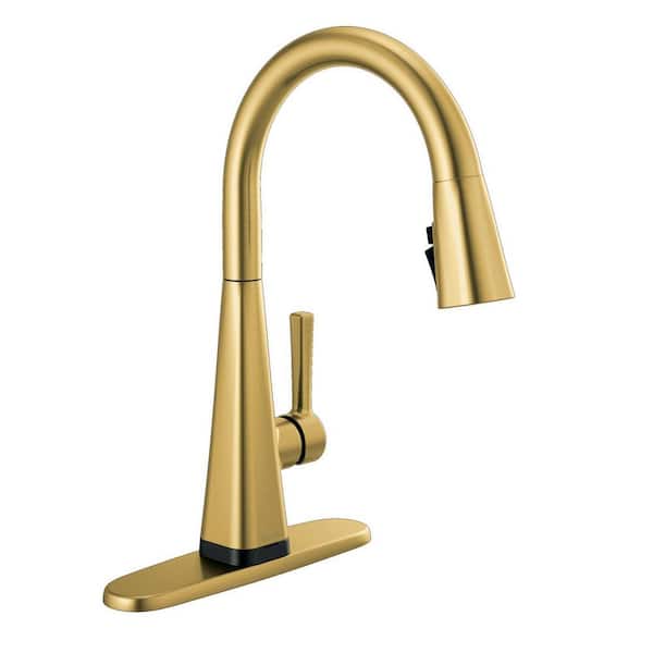 Delta Lenta Touch Brushed Gold 16.25 in. H Pull Down Sprayer Kitchen Faucet with 360° Spout Swivel