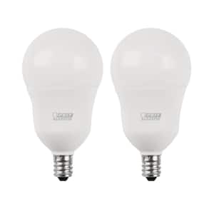 60-Watt Equivalent A15 Candelabra Dimmable CEC Title 20 White Glass LED Ceiling Fan Light Bulb Soft White (2-Pack)