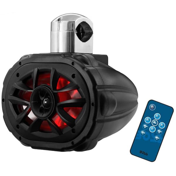 Boss Audio Systems New 6 in. x 9 in. 600-Watt 4-Way Marine Boat WakeTower LED RGB Speaker in Black
