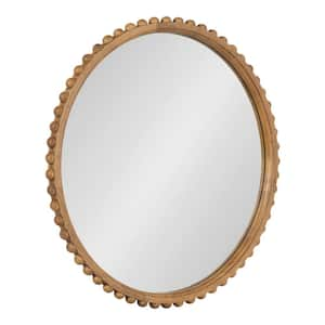 Beadbrook Rustic Brown 24 in. W x 24 in. H Round Wood Framed Mirror