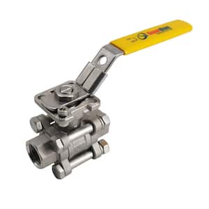 2 in. 316 Stainless Steel 1000 PSI 3-Pieces Full Port Thread Ball Valve with ISO 5211 Mouting Pad Blow out Proof Stem