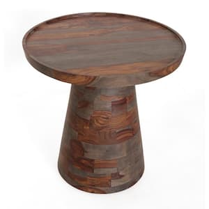Tucson 21.50 in. Brown Round Wooden End Table 2-Cartons