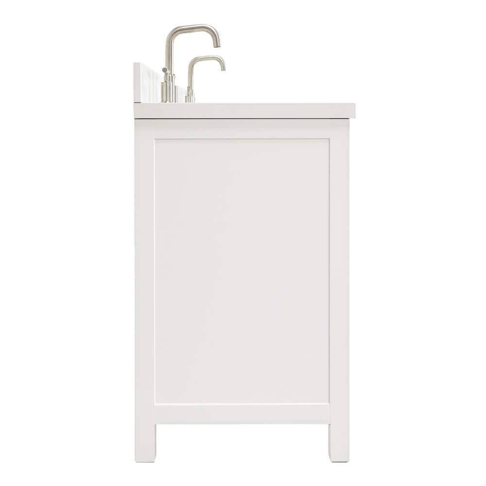 White Quartz Double Vanity with Rectangular Sinks