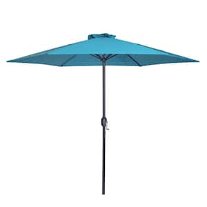 Bliss 9 ft. Steel Market Solar Patio Umbrella in Blue