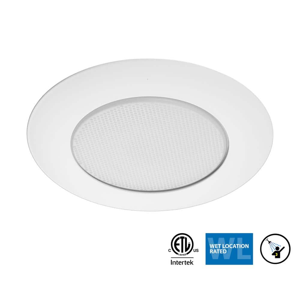 6'' White Glass Recessed Shower Trim