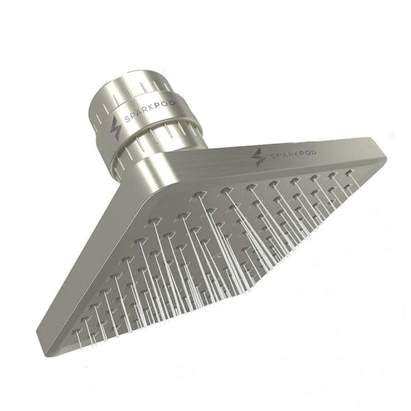 8 in. Square 23-Stage Shower Filter Head with Water Filter Cartridge Reduces Chlorine High Pressure in Brushed Nickel