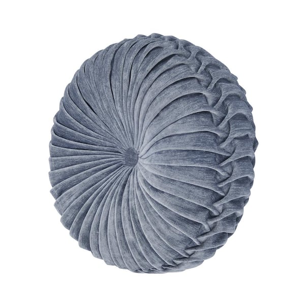 Unbranded Sarah Blue Polyester Tufted Round Decorative 15 in. x 15 in. Throw Pillow