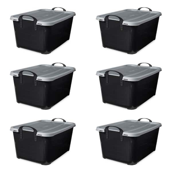 Life Story Black Stackable Closet & Storage Box 55 Quart Containers, 6 Pack