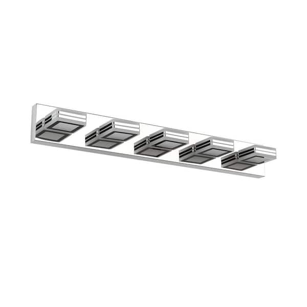 32.3 in. 5-Chrome Vanity Light with Acrylic Shades