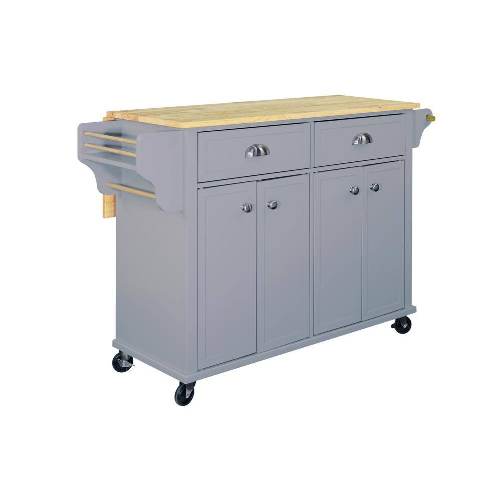 Gray Wooden 52 In Kitchen Island With Two 2 Door Storage Cab In Et   Gray Kitchen Islands Gl1 W914107250 64 1000 