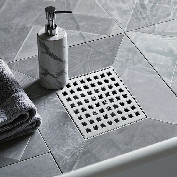HOMEMYSTIQUE 6 in. x 6 in. Stainless Steel Square Shower Drain