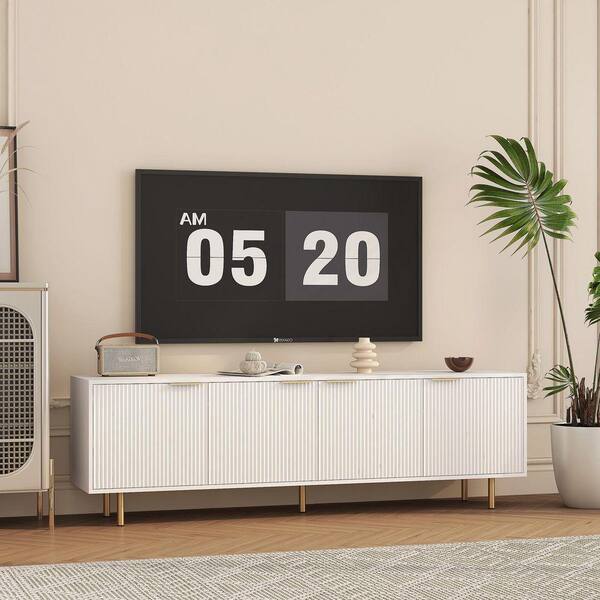 68 in. White TV Stand Fits TV's up to 78 in. Entertainment Center 68 in. White TV Stand Fits TV's up to 78 in. Entertainment Center