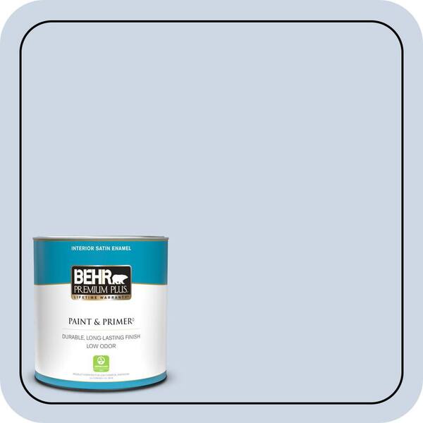 BEHR PREMIUM PLUS 1 qt. #600C-2 Silent Ripple Satin Enamel Low Odor Interior Paint & Primer