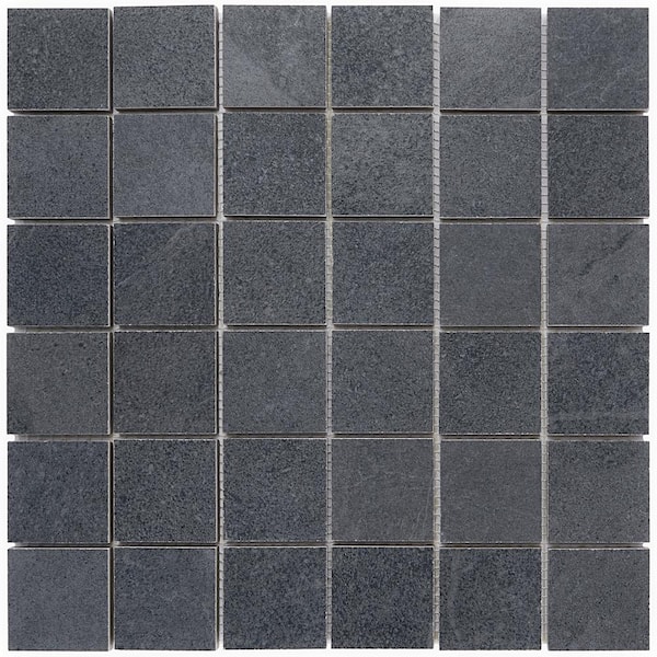 Ivy Hill Tile Copley Nero 4 in. x 0.39 in. Matte Porcelain Floor and Wall Mosaic Tile Sample