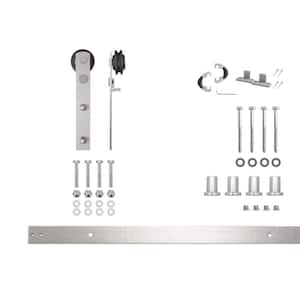 5 ft./60 in. Brushed Nickel Non-Bypass Sliding Barn Door Hardware Kit Straight Design Roller for Single Door
