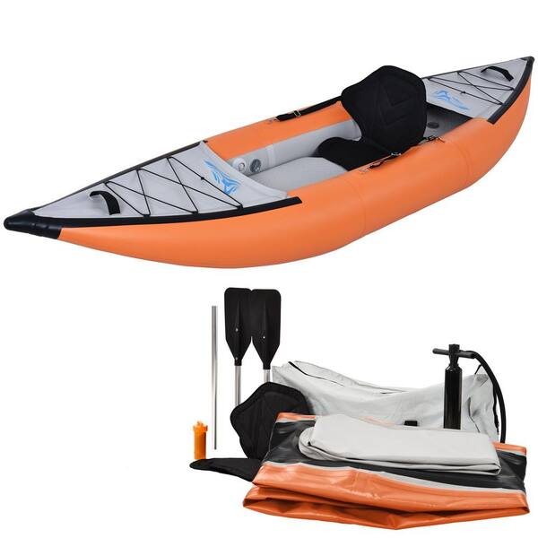 120 in. Inflatable Kayak Set with Paddle and Air Pump, Portable