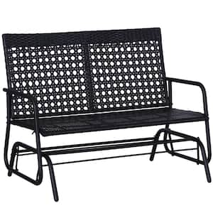 47.25 in. x 30 in. Outdoor Glider Bench Rocking Chair Waterproof Patio Chaise Lounge Chair-Black