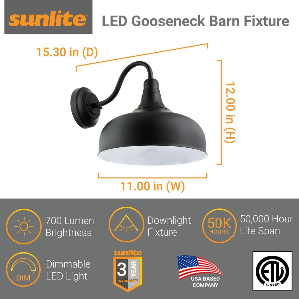 Medium Black Metal Outdoor Barn Light Sconce with Integrated LED