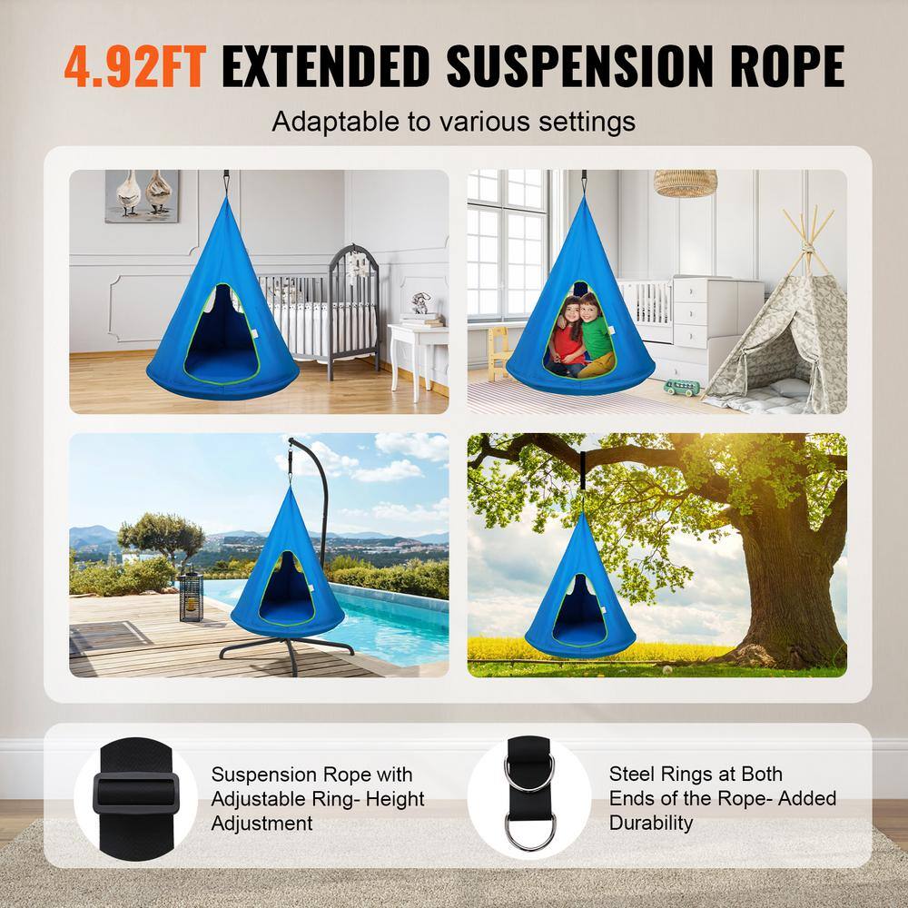 Blue Steel Hanging Hammock Chair with Cushions