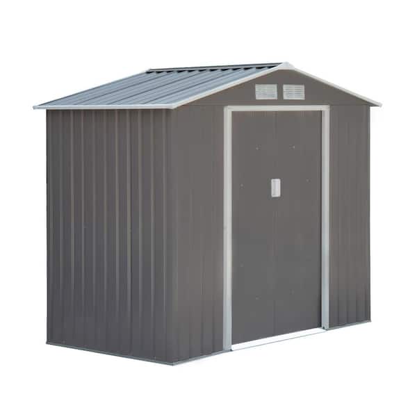 7 ft. x 4 ft. Metal Outdoor Backyard Garden Utility Storage Tool Shed Kit with Spacious Layout. 29 sq. ft.