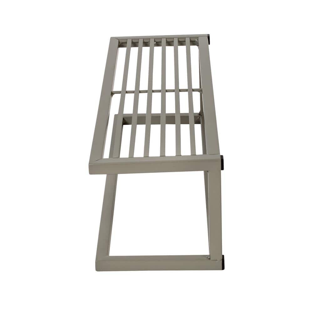 Sleek Satin Nickel 16" Steel Bathroom Shelf with Towel Bar