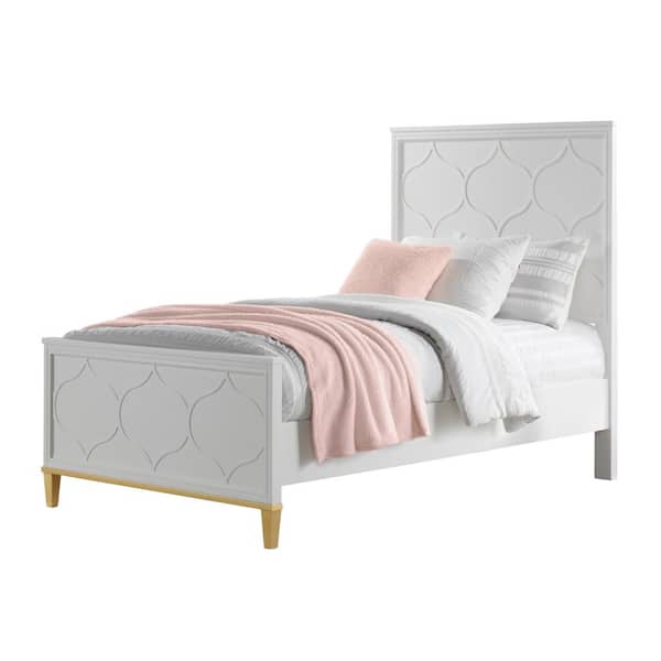 Martin Svensson Home Emma White and Gold Wood Twin Panel Bed