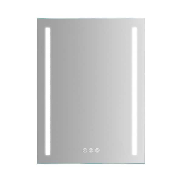 Unbranded Modern 24 in. W x 32 in. H Large Lighted Rectangular Frameless Wall Mount Anti-Fog Bathroom Vanity Mirror in Silver