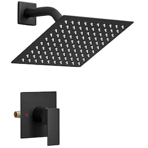 Single Handle 1-Spray Patterns with 2.5 GPM 10 in. Wall Mount Fixed Shower Head in Matte Black (Valve Included)