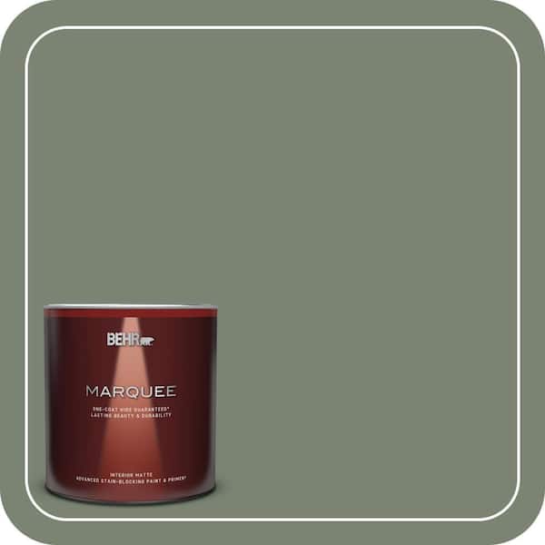 BEHR MARQUEE 1 qt. #ICC-77 Sage Green Matte Interior Paint & Primer