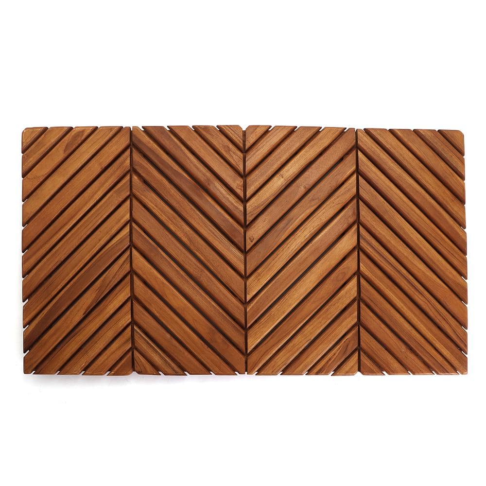 Natural Wood 19.75 in. x 35.5 in. Arbor Teak Shower Mat