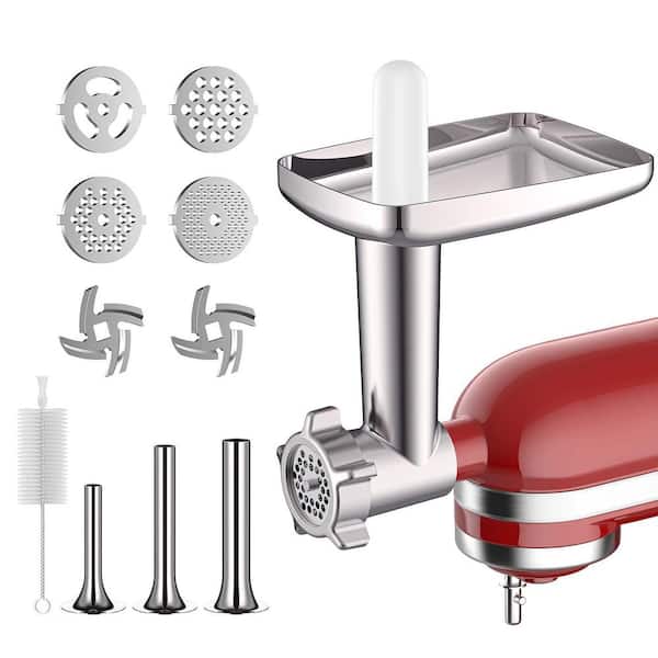 Metal Food Grinder Attachment for KitchenAid Mixers Includes 2 Sausage  Tubes