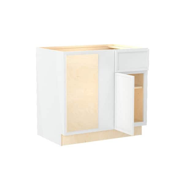 Vesper White Shaker Assembled Plywood 42 in. x 34.5 in. x 24 in. Blind Base Corner Kitchen Cabinet with Soft Close