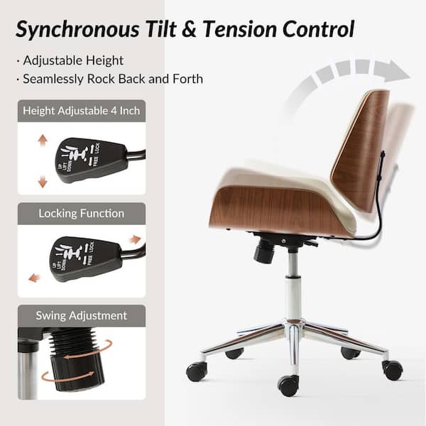 JAYDEN CREATION Ziv Faux Leather Ergonomic Adjustable Height