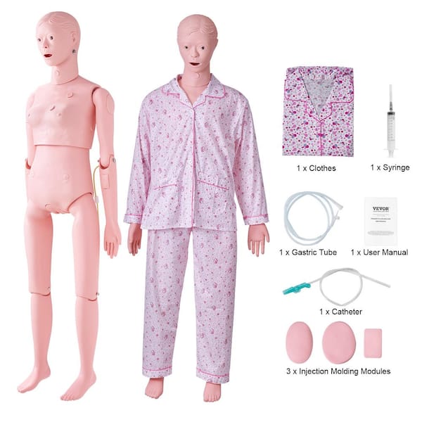 VEVOR Nursing Training Manikin Female Life Size Human Manikin for Nursing Training Multi-Functional PVC Model Patient Care