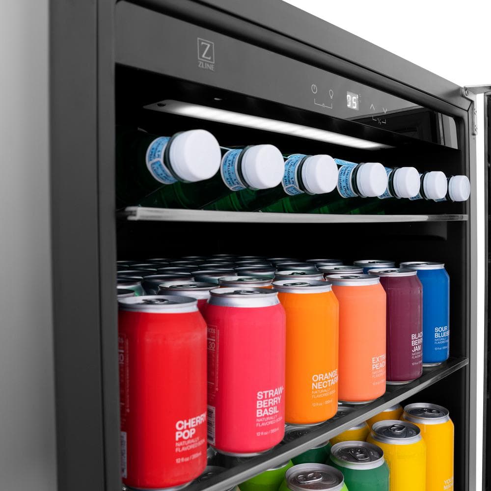 ZLINE 24" Stainless Steel Beverage Fridge with Champagne Bronze Handle