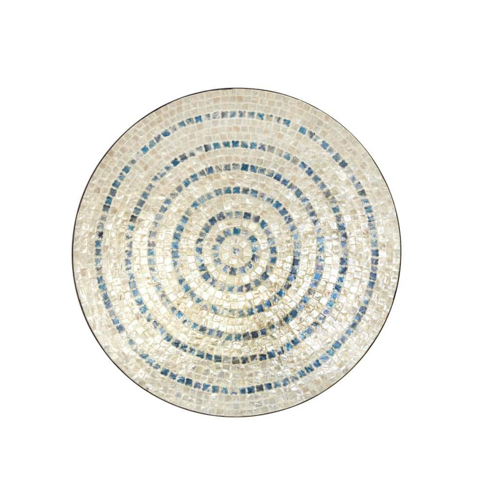 Litton Lane Mother Of Pearl Beige Handmade Mosaic Plate Wall Decor 47339 The Home Depot