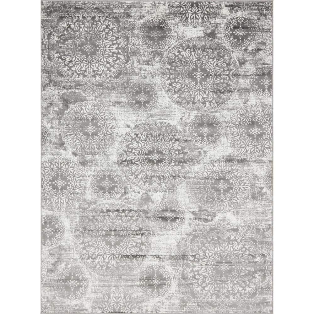 Reversible Easy Care Synthetic Area Rug in Gray and Blue
