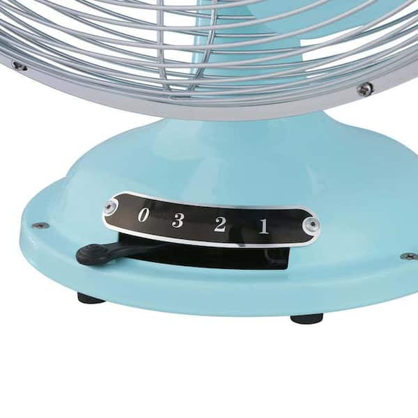 Aoibox 12 in. Retro 3 Fan Speeds Metal Desk Fan in Blue for 