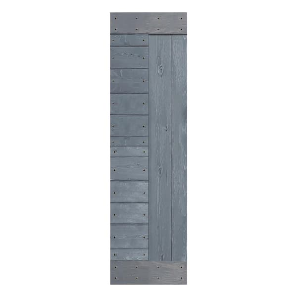 ISLIFE L Series 24 in. x 84 in. Dark Gray Finished Solid Wood Barn Door Slab - Hardware Kit Not Included