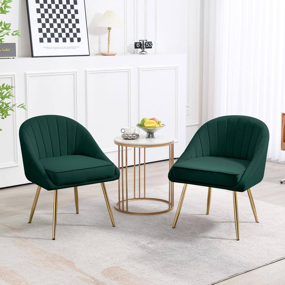 JEAREY Biscuit Dark Green Upholstered Dining Chair with Tufted Back (Set of 2) E01102SCDGN