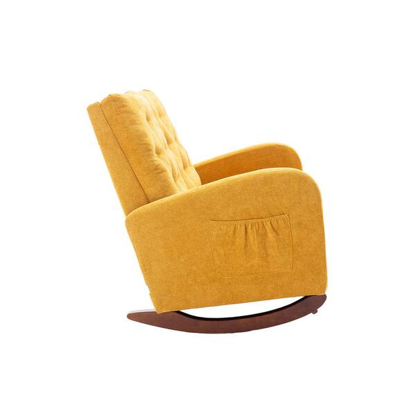 Mid-Century Modern Red Upholstered Fabric Rocking Chair