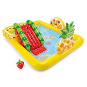 Fun'N Fruity 96 in. x 75 in. x 36 in. Outdoor Inflatable Kiddie Pool and Play Center with Slide