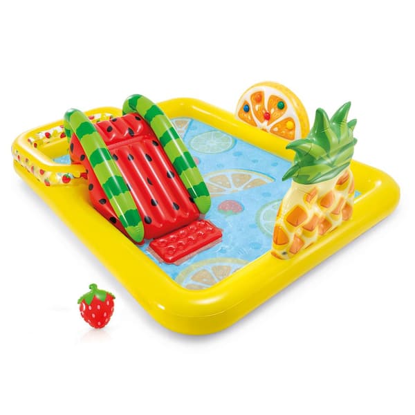 Intex Fun'N Fruity 96 in. x 75 in. x 36 in. Outdoor Inflatable Kiddie Pool and Play Center with Slide