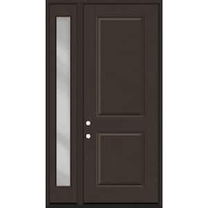 Regency 51 in. x 96 in. 2P Squaretop RHIS Hickory Stain Mahogany Fiberglass Prehung Front Door w/ Clear 12 in. SL 6-9/16