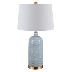 Stark 27 in. Blue Table Lamp with White Shade