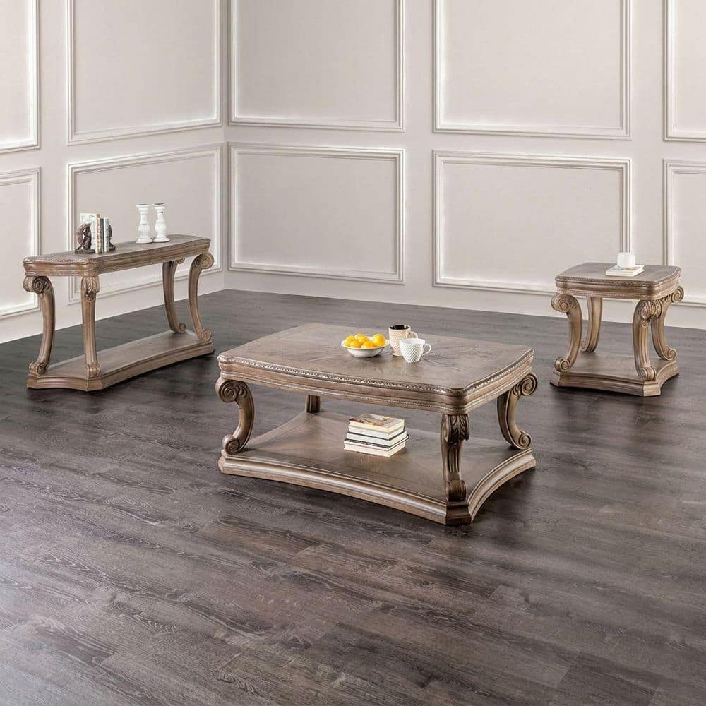 Melicent 26 in. Weathered Oak Square Wood End Table with Open Bottom Shelf price history on PriceWatchPro