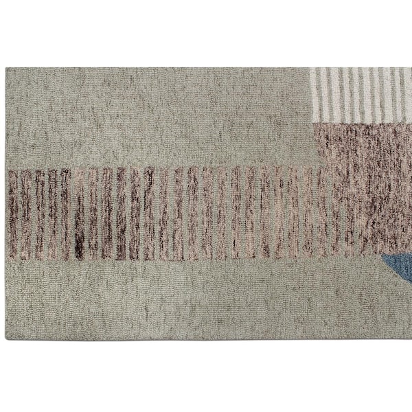 C1678 Multi 5 ft. x 8 ft. Hand Tufted Looped Pile Wool Area Rug