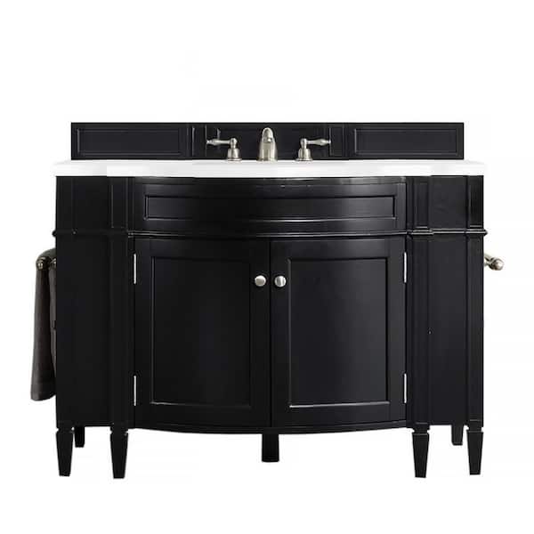James Martin Vanities Brittany 46.5 in. W x 23.5 in. D x 34 in. H Bathroom Vanity in Black Onyx with White Zeus Quartz Top