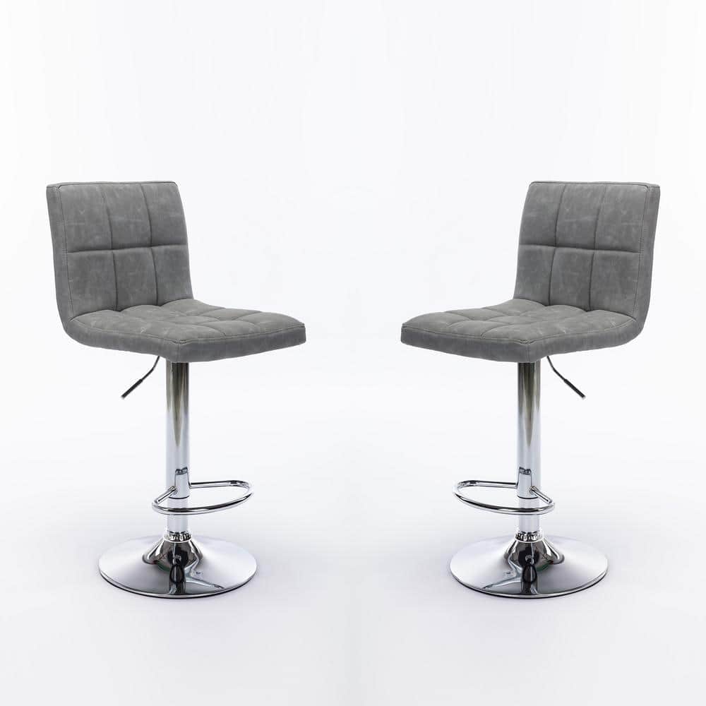 45.28 in. H Modern Square Pu Leather Adjustable Armless Kitchen Bar Stools 