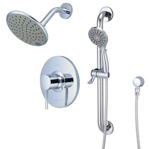 Single Handle 1-Spray Patterns 6 in. Shower Head Face Wall Mount Handheld Shower Head in Chrome